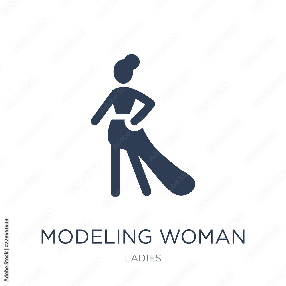 Modeling Woman icon. Trendy flat vector Modeling Woman icon on white background from Ladies collection