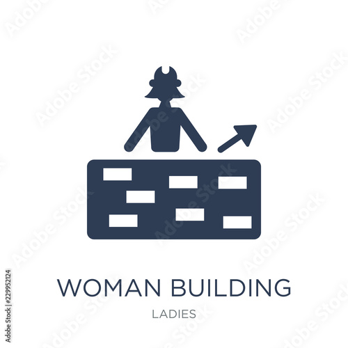 Woman Building a Wall icon. Trendy flat vector Woman Building a Wall icon on white background from Ladies collection