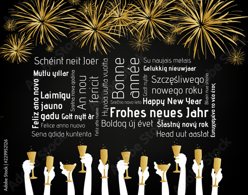 Photography Multilingual Text Word Cloud Silvester Happy New Year