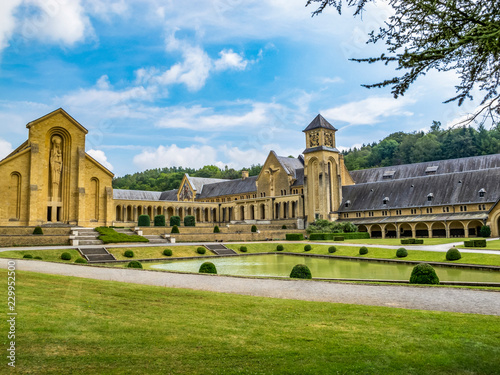 The buildings of the new Trappist Cistercian Orval Abbey, Abbaye Notre-Dame dOrval, in Villers-devant-Orval, Province of Luxembourg, Belgium