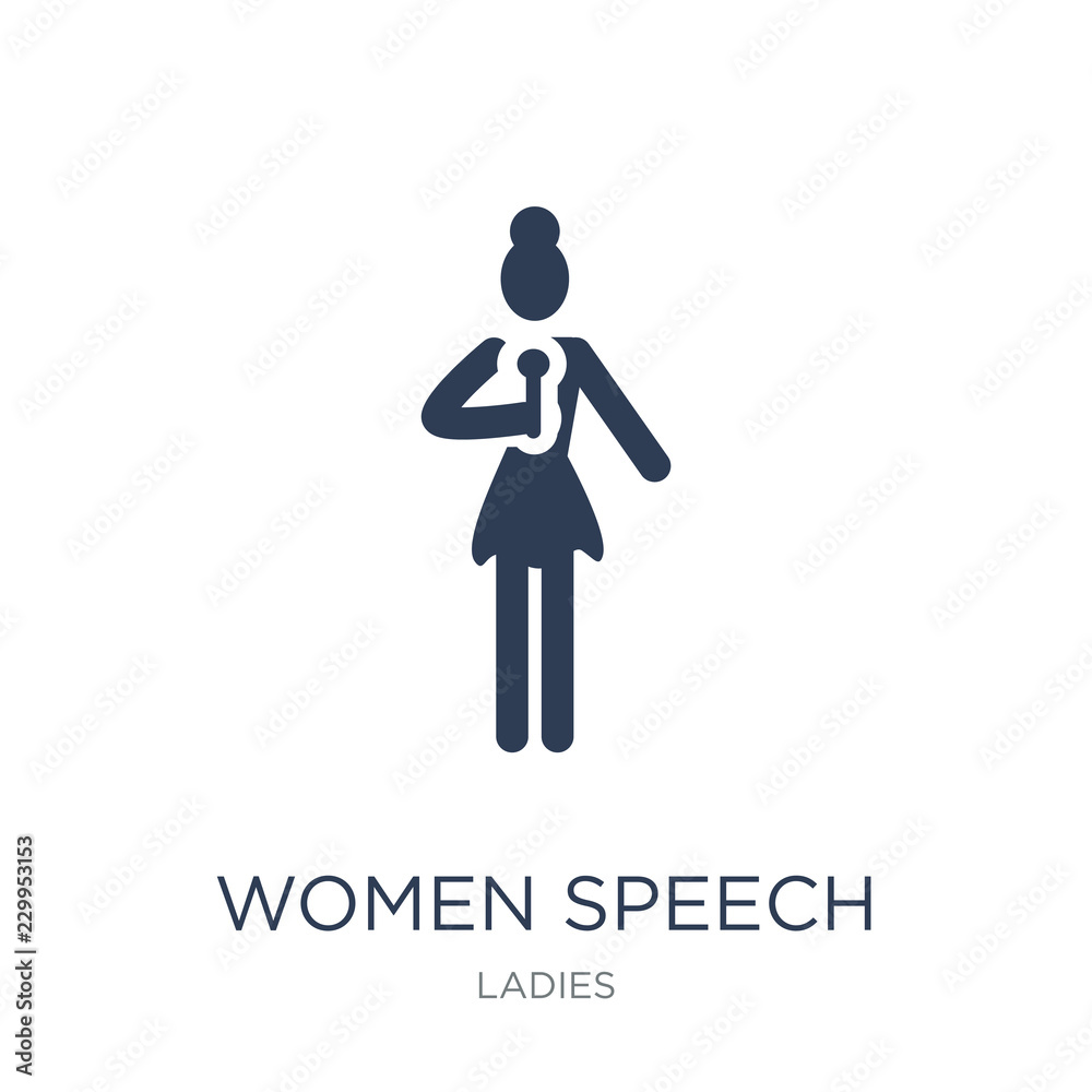 Women Speech icon. Trendy flat vector Women Speech icon on white background from Ladies collection Women Speech icon. Trendy flat vector Women Speech icon on white background from Ladies collection