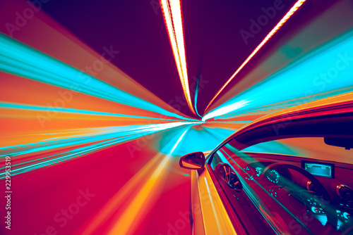 Abstract speed motion in tunnel, blurred motion.