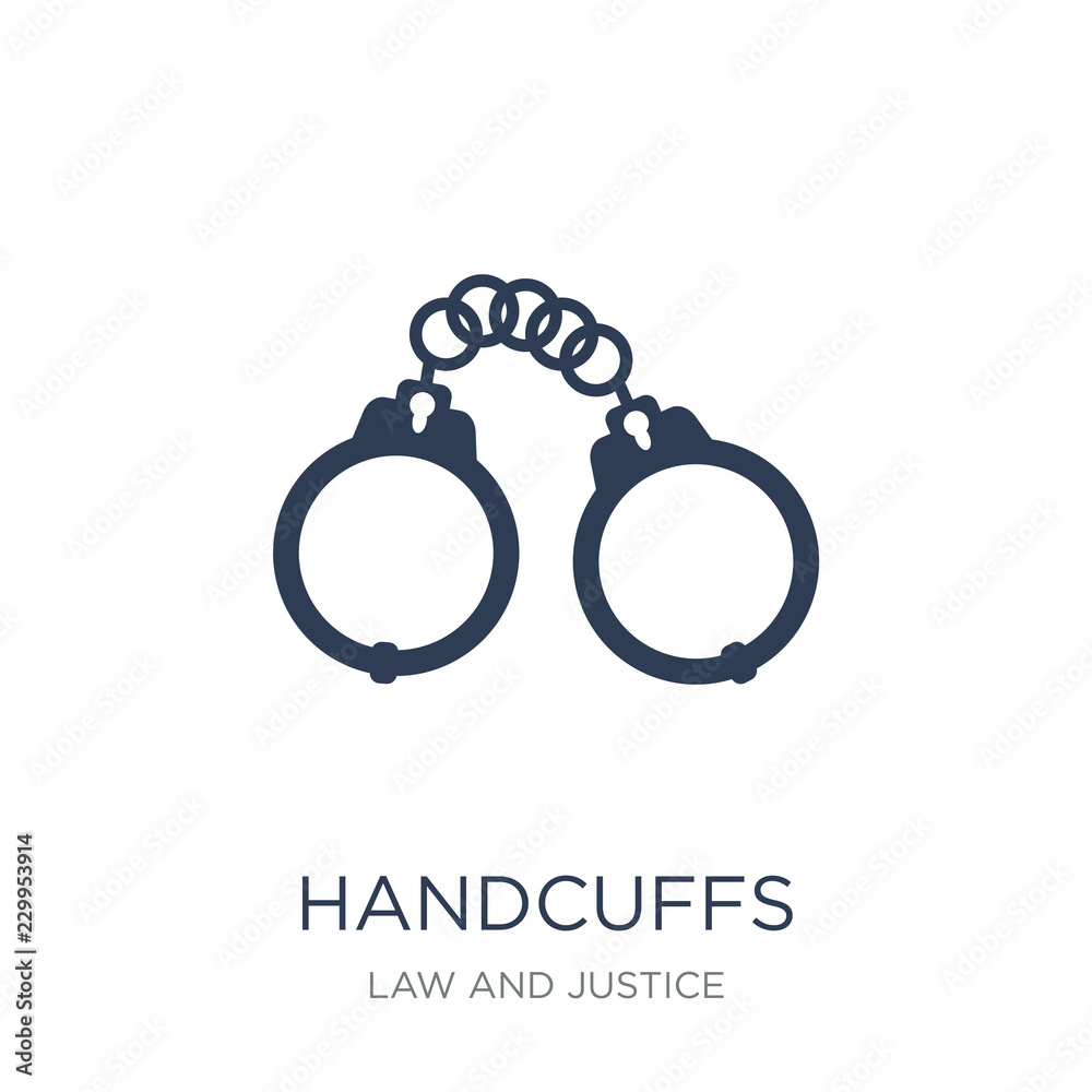 Handcuffs icon. Trendy flat vector Handcuffs icon on white background from law and justice collection Handcuffs icon. Trendy flat vector Handcuffs icon on white background from law and justice collection