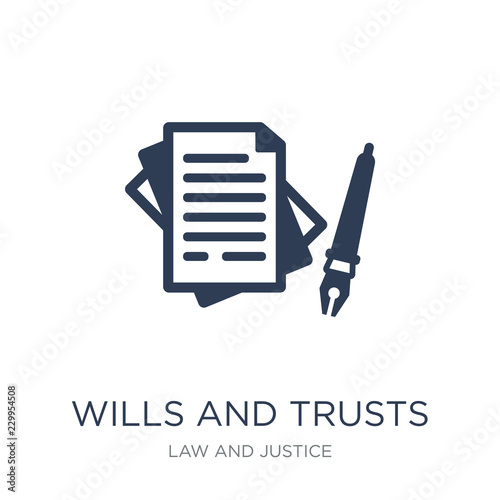 wills and trusts icon. Trendy flat vector wills and trusts icon on white background from law and justice collection