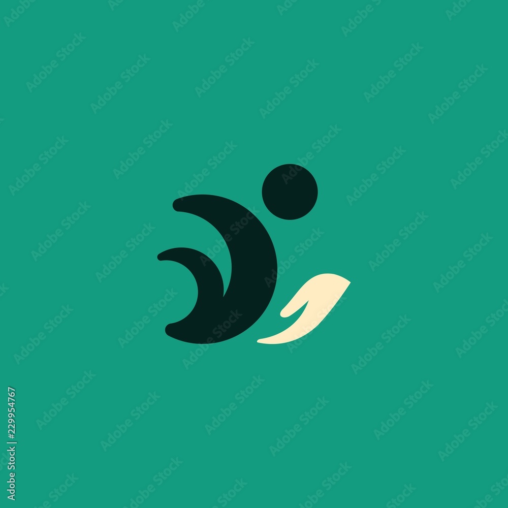 Fototapeta premium Human Hand Care Silhouette Creative Abstract Icon Logo Design Template Element Vector