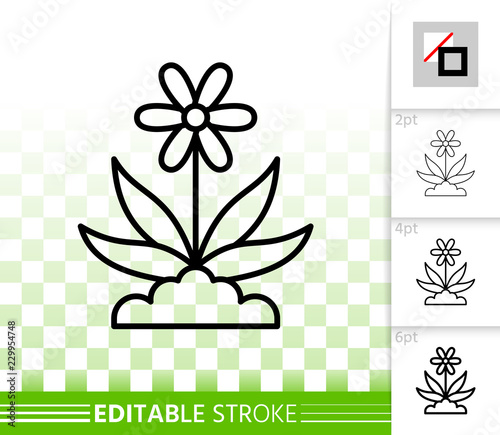 Flower simple black line vector icon