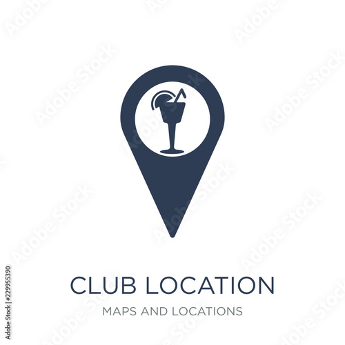 Club location icon. Trendy flat vector Club location icon on white background from Maps and Locations collection