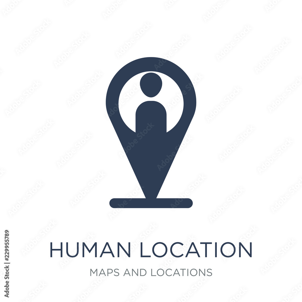 Human Location icon. Trendy flat vector Human Location icon on white background from Maps and Locations collection Human Location icon. Trendy flat vector Human Location icon on white background from Maps and Locations collection