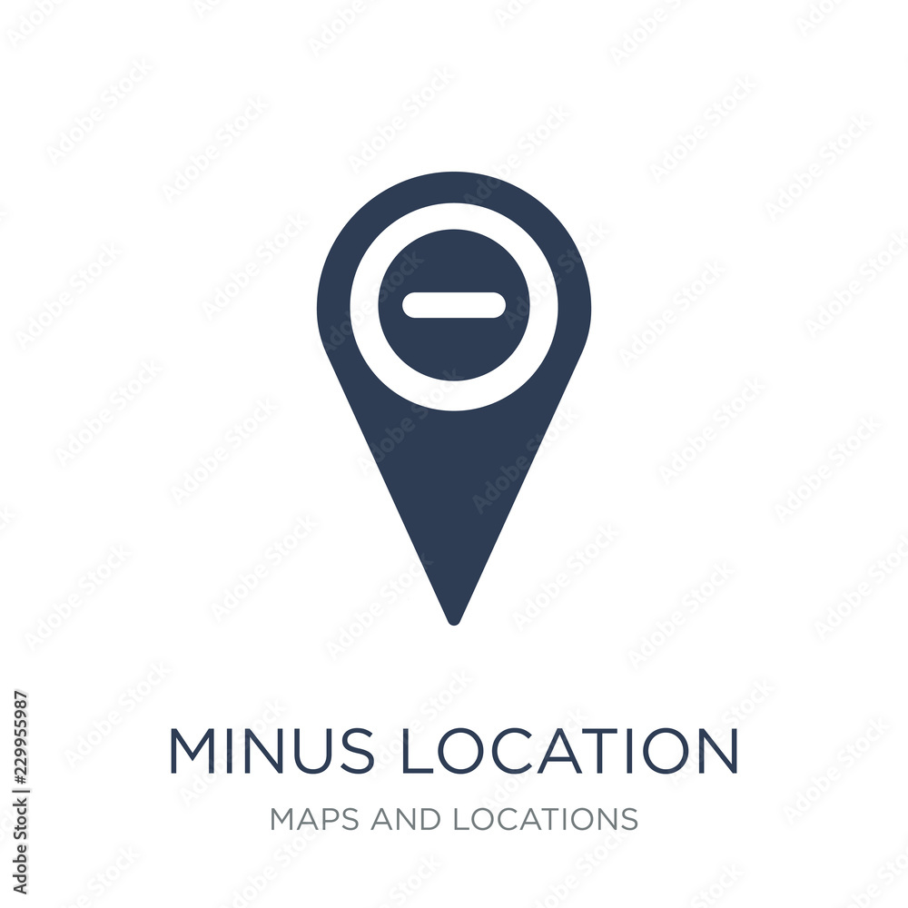 Minus Location icon. Trendy flat vector Minus Location icon on white ...