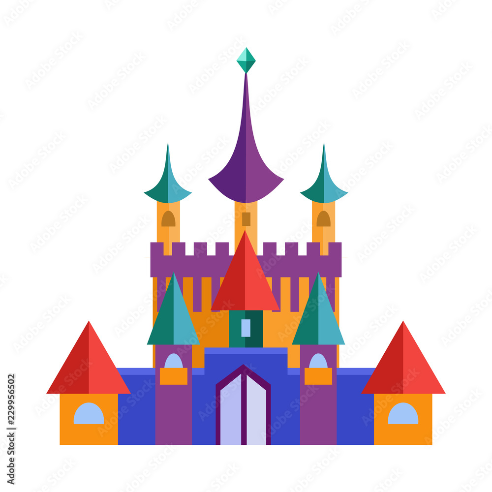 Medieval Castle and Elements for Games. Vector Illustrations