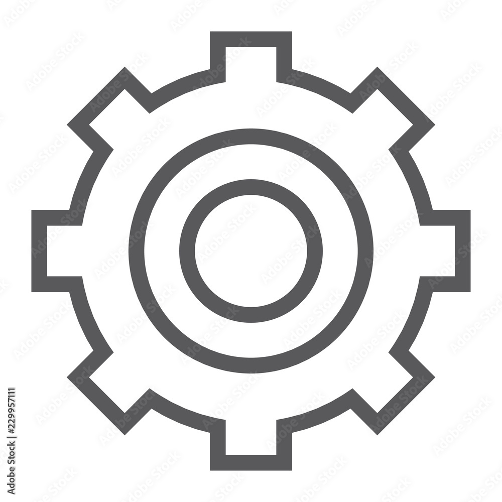 Settings line icon, technology and service, gear sign, vector graphics, a linear pattern on a white background. Settings line icon, technology and service, gear sign, vector graphics, a linear pattern on a white background.