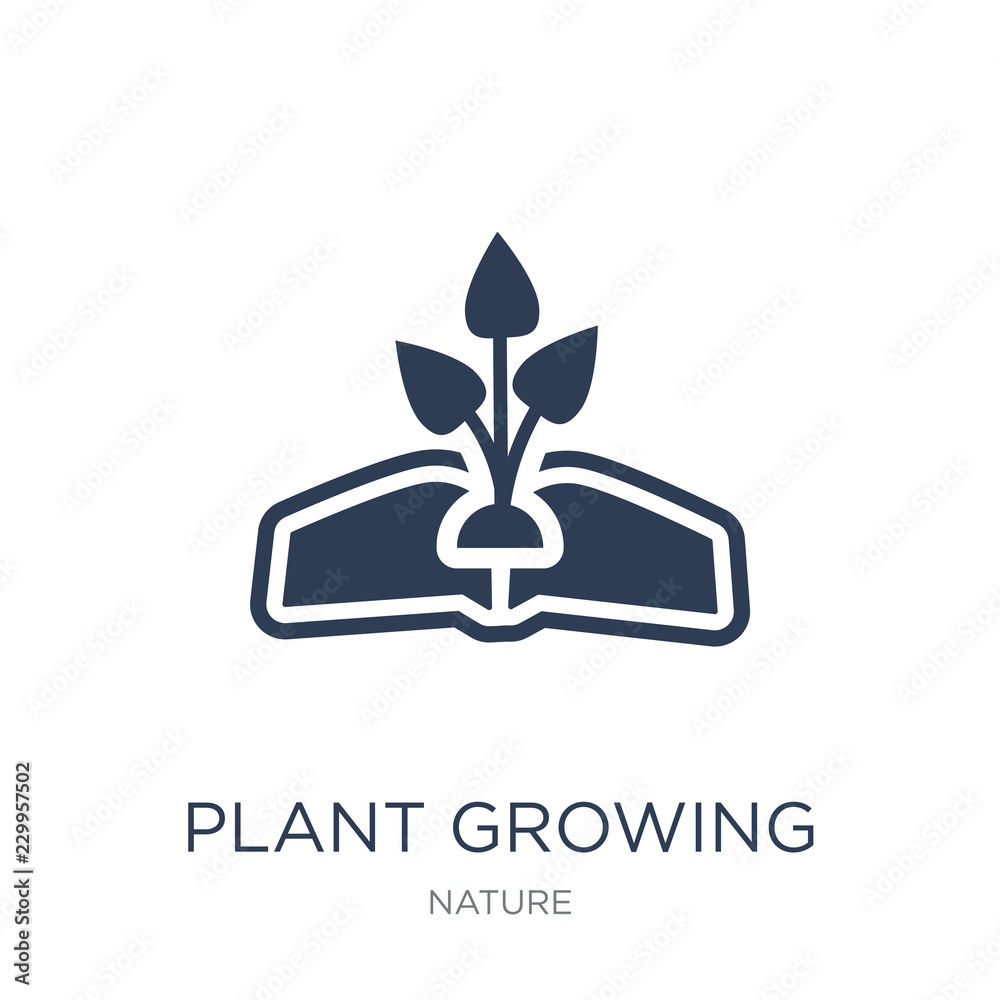 plant growing on book icon. Trendy flat vector plant growing on book icon on white background from nature collection plant growing on book icon. Trendy flat vector plant growing on book icon on white background from nature collection