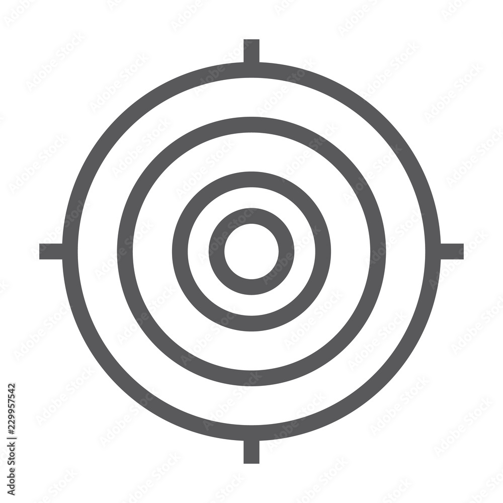 Target line icon, focus and goal, aim sign, vector graphics, a linear pattern on a white background. Target line icon, focus and goal, aim sign, vector graphics, a linear pattern on a white background.