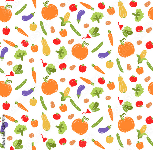 Vegetables colorful seamless vector pattern