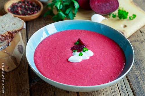 Beetroot creamy soup photo