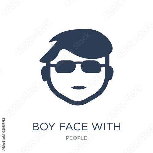 Boy face with glasses icon. Trendy flat vector Boy face with glasses icon on white background from People collection