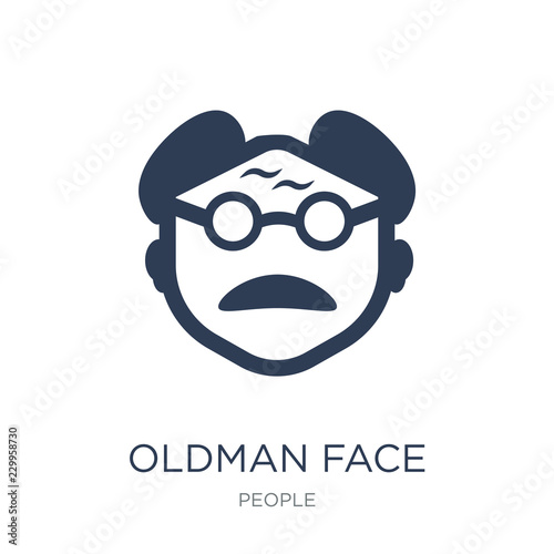 Oldman face icon. Trendy flat vector Oldman face icon on white background from People collection