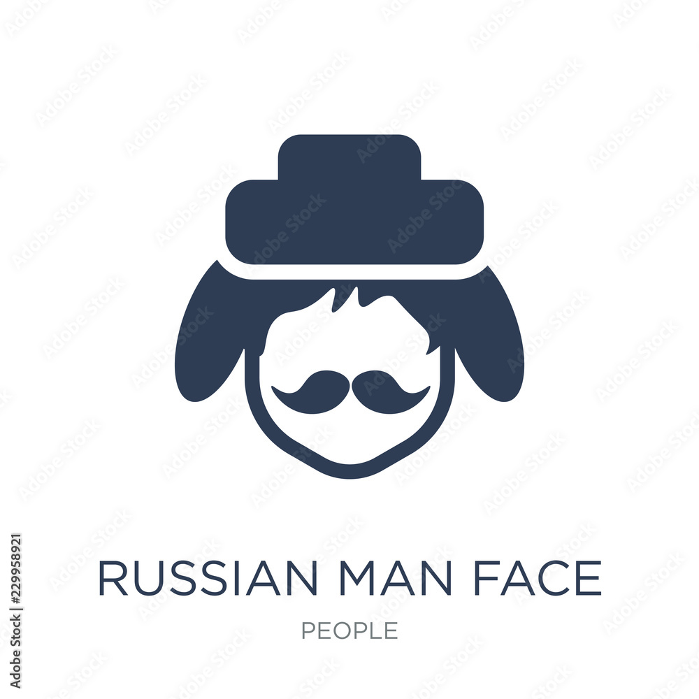 Obraz premium Russian man face icon. Trendy flat vector Russian man face icon on white background from People collection
