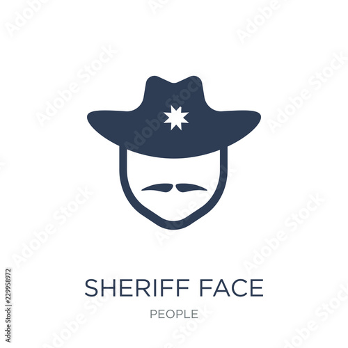 Sheriff face icon. Trendy flat vector Sheriff face icon on white background from People collection