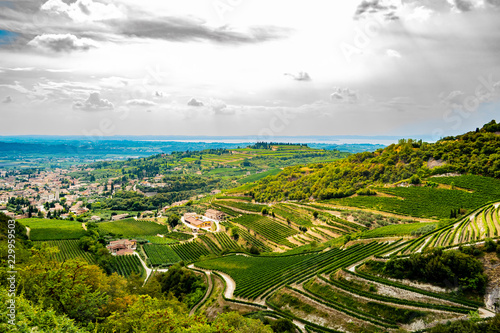 Beautiful panoramic view on Valpolicella from San Giorgio in in the province of Verona - Italy