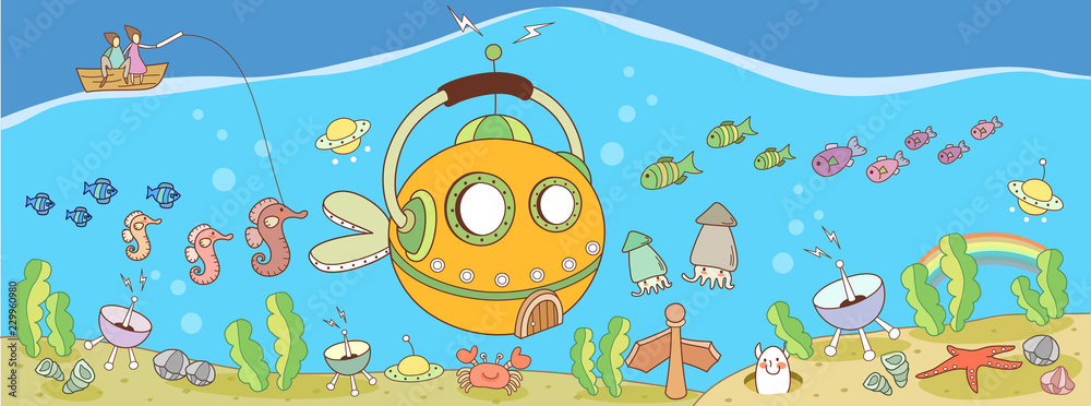 Naklejka premium Painting of sea life