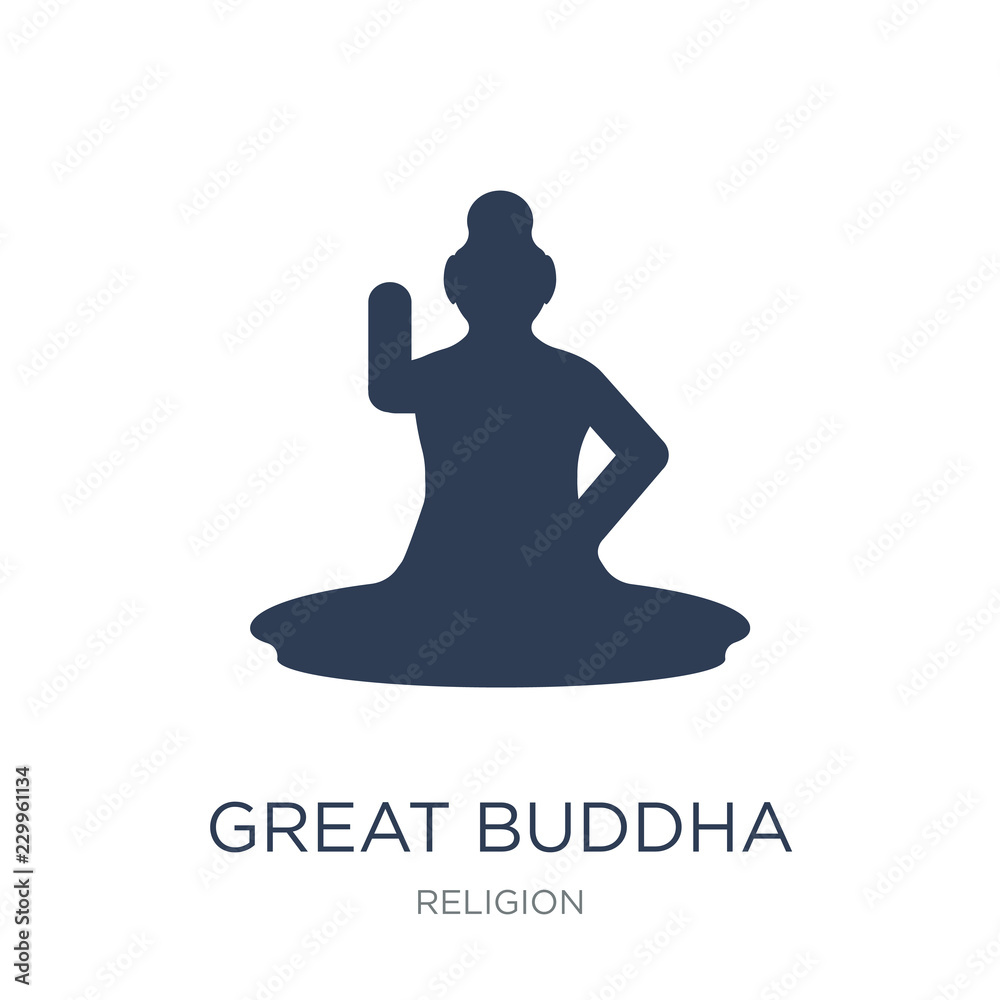 Great buddha icon. Trendy flat vector Great buddha icon on white background from Religion collection Great buddha icon. Trendy flat vector Great buddha icon on white background from Religion collection