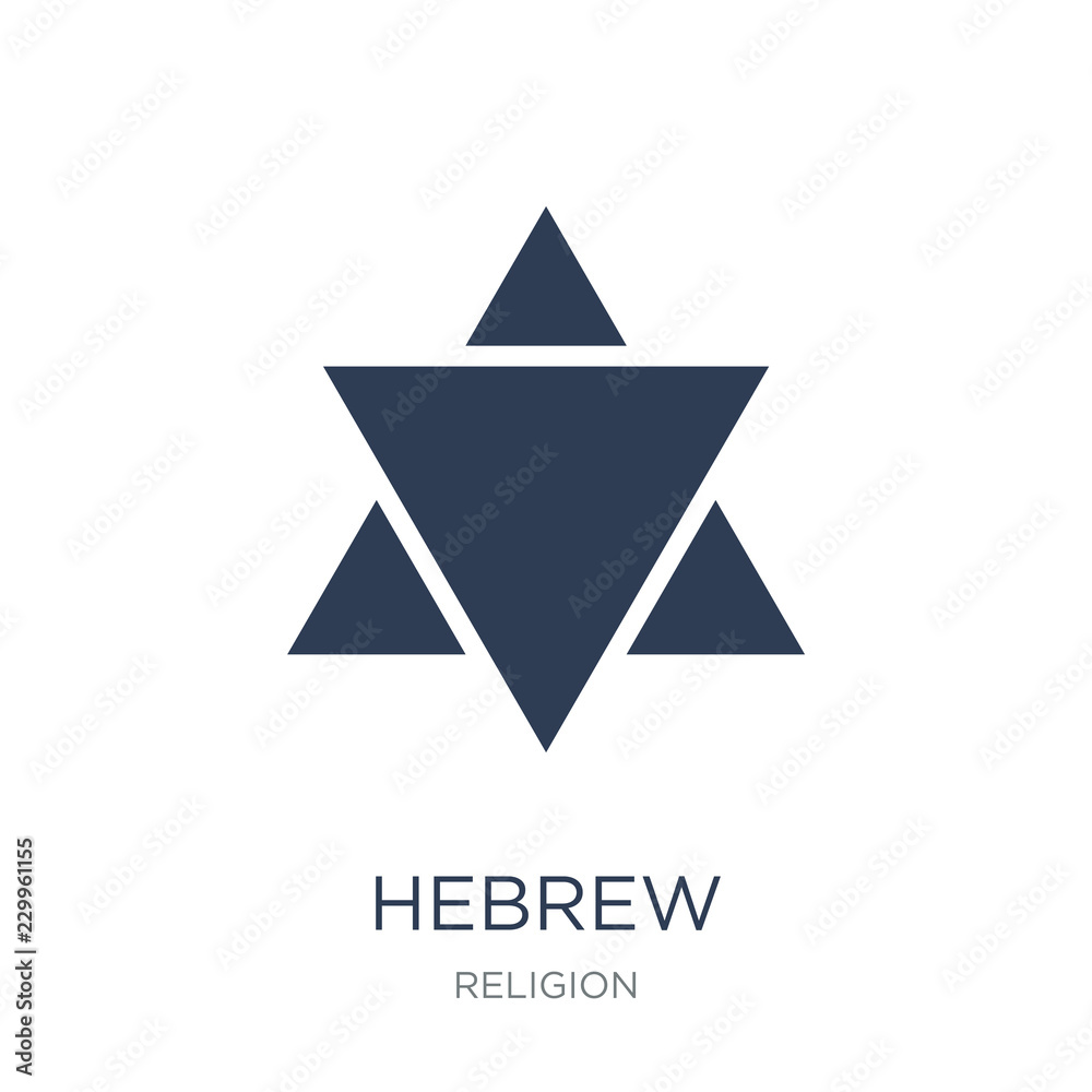 Hebrew icon. Trendy flat vector Hebrew icon on white background from Religion collection Hebrew icon. Trendy flat vector Hebrew icon on white background from Religion collection
