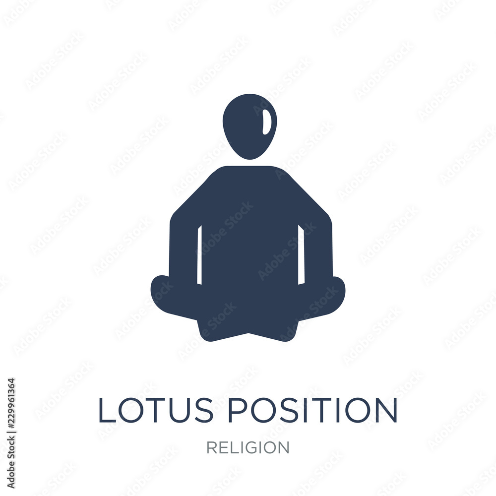 Lotus position icon. Trendy flat vector Lotus position icon on white background from Religion collection Lotus position icon. Trendy flat vector Lotus position icon on white background from Religion collection