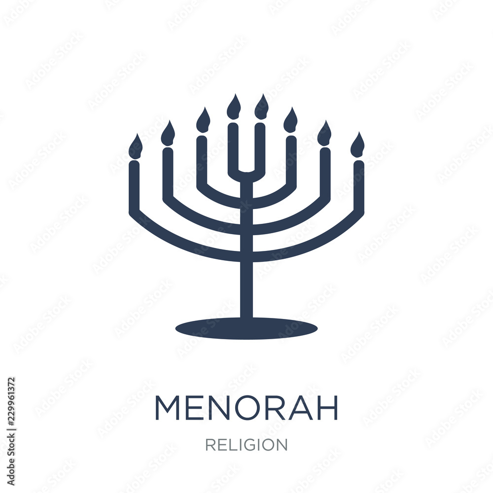 Menorah icon. Trendy flat vector Menorah icon on white background from Religion collection Menorah icon. Trendy flat vector Menorah icon on white background from Religion collection