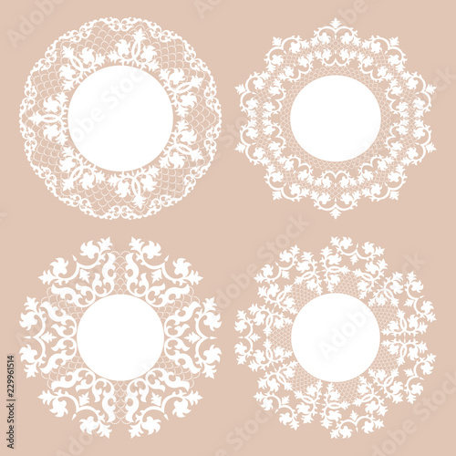 Vintage Lace Doily Set, Place Mat, Paper Cutout