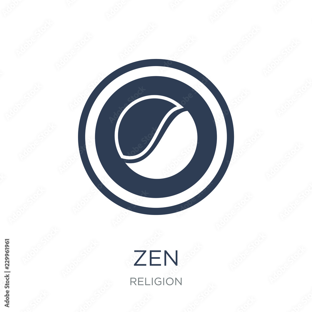 Zen icon. Trendy flat vector Zen icon on white background from Religion collection Zen icon. Trendy flat vector Zen icon on white background from Religion collection