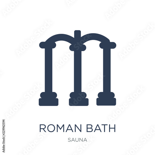 Roman bath icon. Trendy flat vector Roman bath icon on white background from sauna collection
