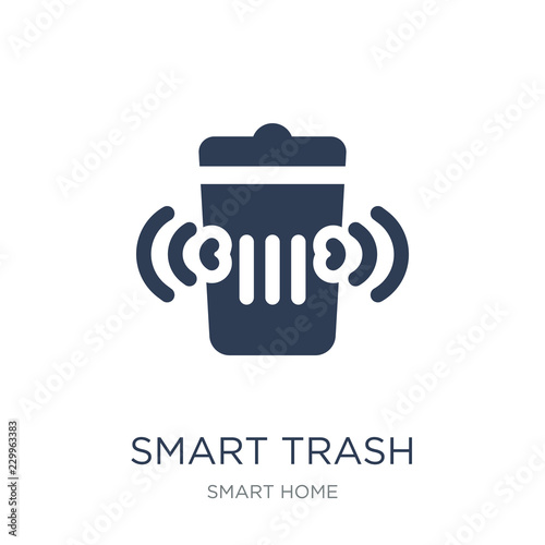 smart trash icon. Trendy flat vector smart trash icon on white background from smart home collection
