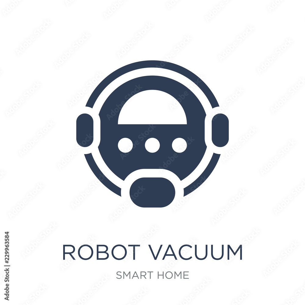 Robot vacuum cleaner icon. Trendy flat vector Robot vacuum cleaner icon on white background from smart home collection Robot vacuum cleaner icon. Trendy flat vector Robot vacuum cleaner icon on white background from smart home collection