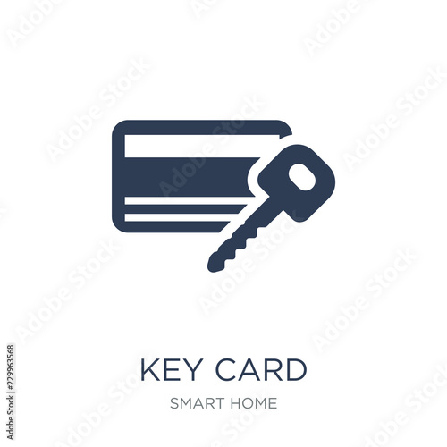Key card icon. Trendy flat vector Key card icon on white background from smart home collection