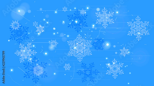 Snowflakes and festive lights - vector background with beautiful snowflakes that merrily shine and shimmer in color space