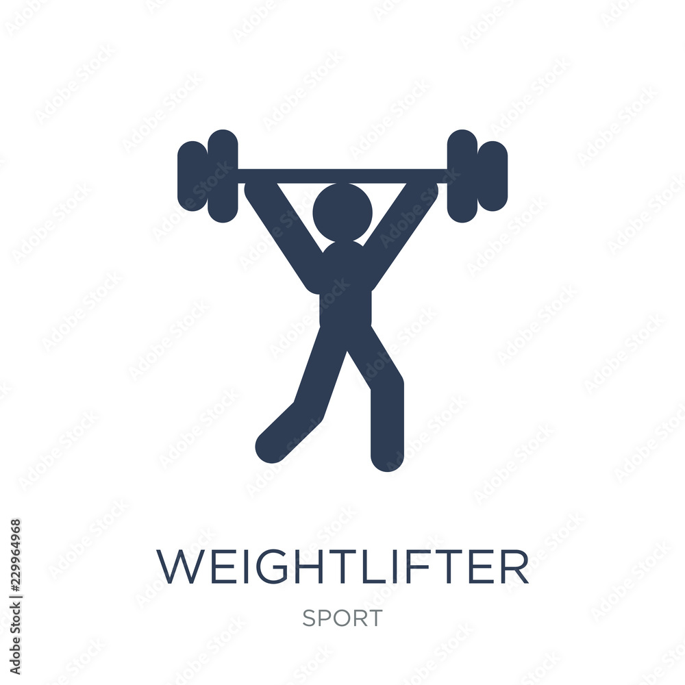 Weightlifter icon. Trendy flat vector Weightlifter icon on white background from sport collection Weightlifter icon. Trendy flat vector Weightlifter icon on white background from sport collection