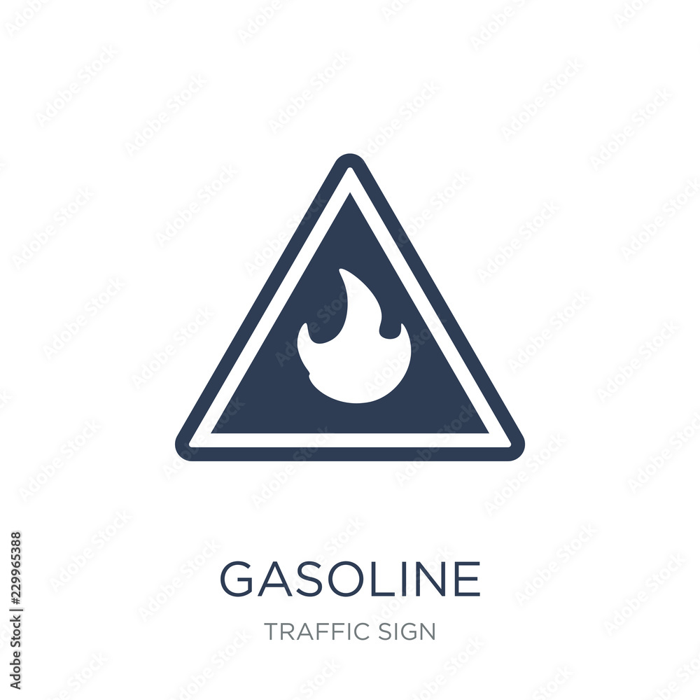 Gasoline sign icon. Trendy flat vector Gasoline sign icon on white background from traffic sign collection Gasoline sign icon. Trendy flat vector Gasoline sign icon on white background from traffic sign collection