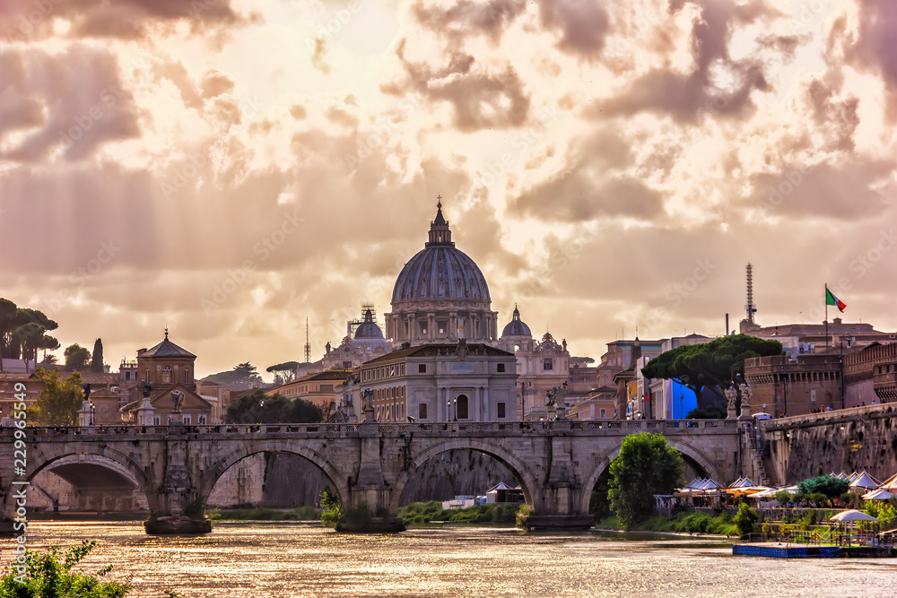 Obraz premium Ponte Vittorio Emanuele II, a bridge over the Tiber near Vatican and St. Peter's Basilica