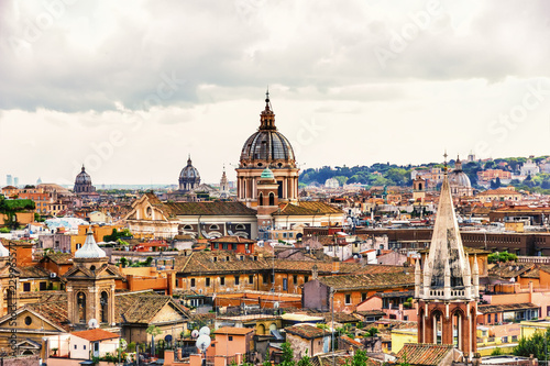 View on Rome and the St Peter's Basilica from Villa Borghese