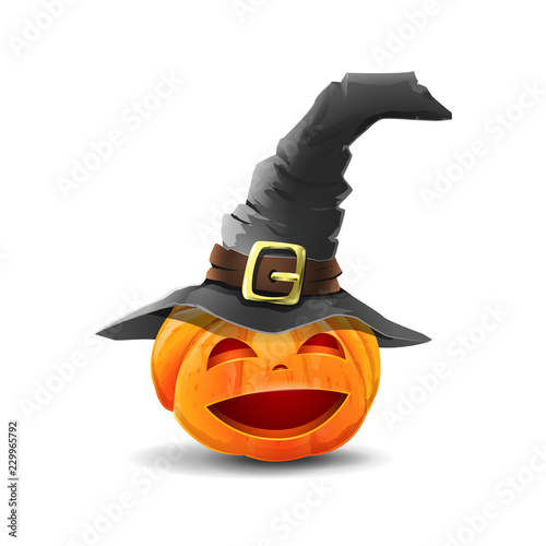 Halloween pumpkin with witch hat