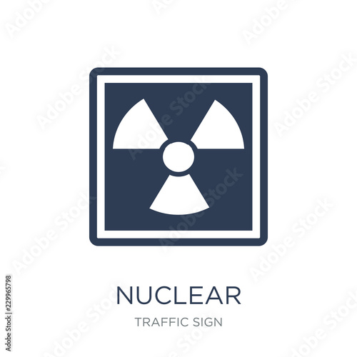 Nuclear sign icon. Trendy flat vector Nuclear sign icon on white background from traffic sign collection