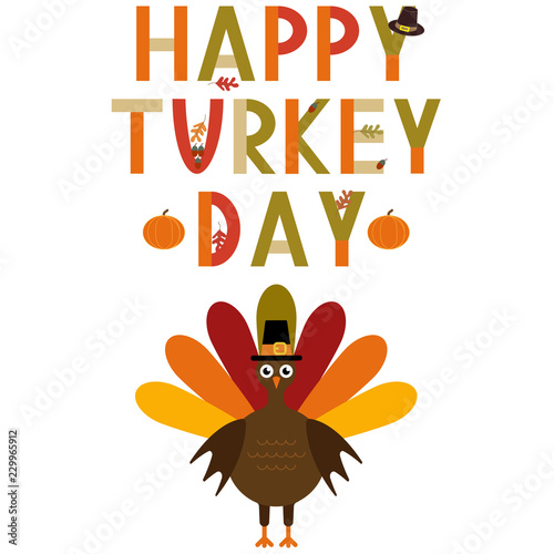 Vector Happy turkey day greeting card