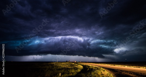 Supercell storm at night, near Springfield Colorado, June 2015 photo