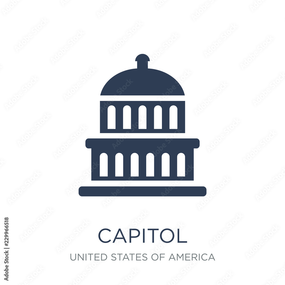 Capitol icon. Trendy flat vector Capitol icon on white background from United States of America collection