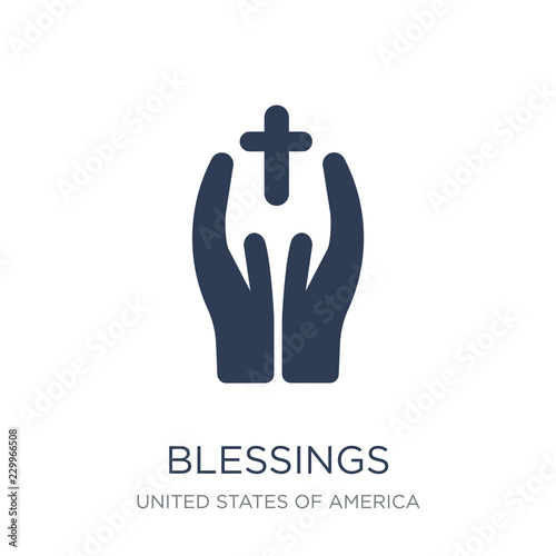 blessings icon. Trendy flat vector blessings icon on white background from United States of America collection