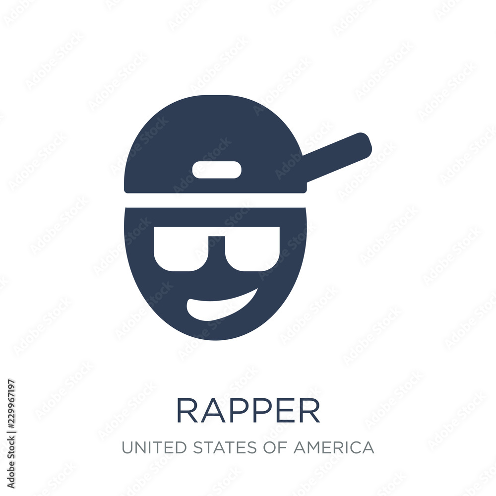 Rapper icon. Trendy flat vector Rapper icon on white background from United States of America collection Rapper icon. Trendy flat vector Rapper icon on white background from United States of America collection