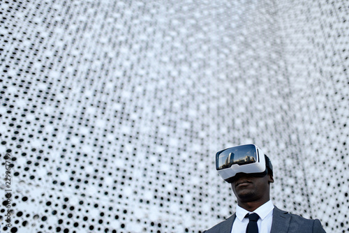 Businessman escaping from reality