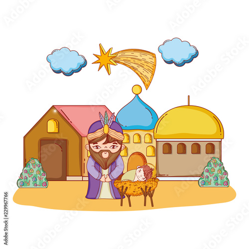 Christmas nativity scene cartoon