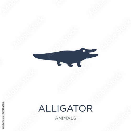 alligator icon. Trendy flat vector alligator icon on white background from animals collection